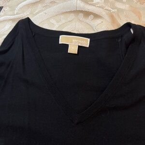 Michael Kors Elegant Black V-Neck Sweater